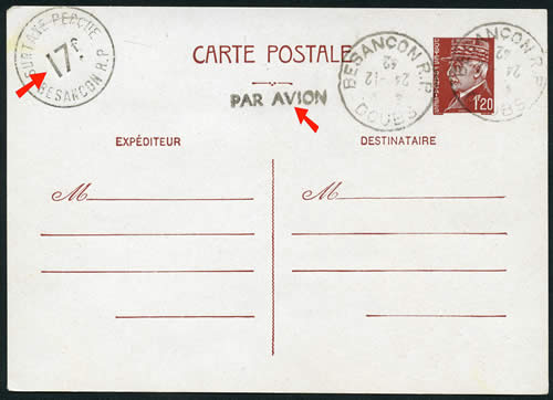 CP Pétain avec surtaxe de 17F