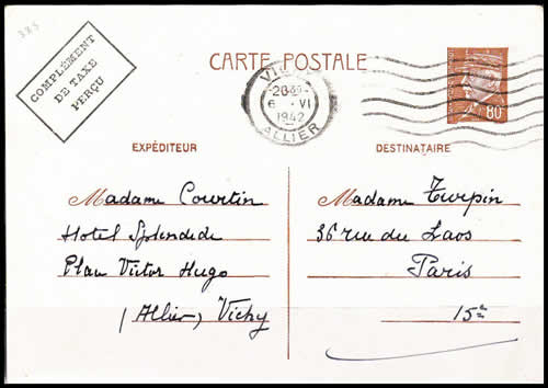 Cp 80c avec complément de taxe perçu