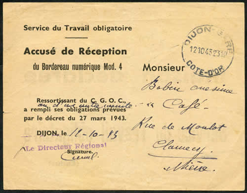 reçu de déclaration au STO