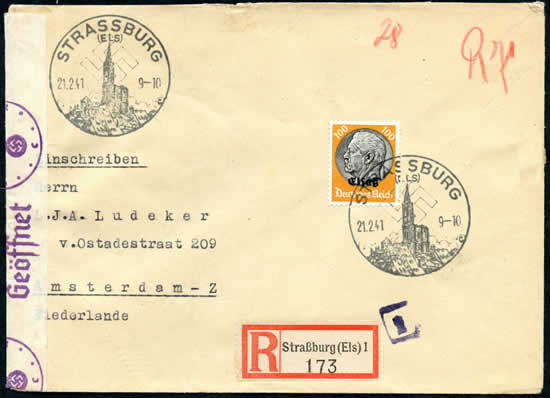 100pf Elsass sur lettre