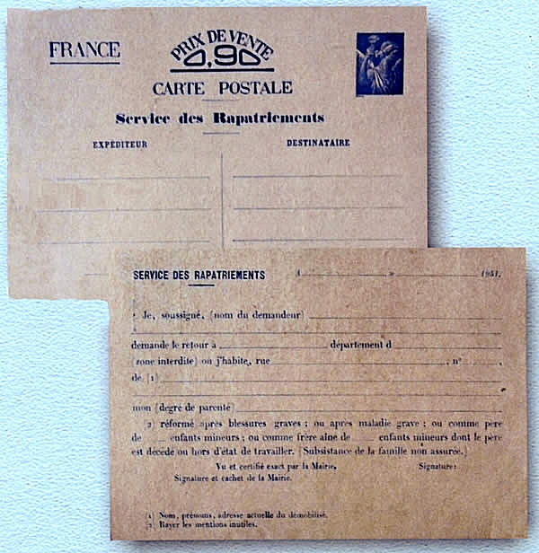 Entier non émis pour le rapatriement en zone interdite