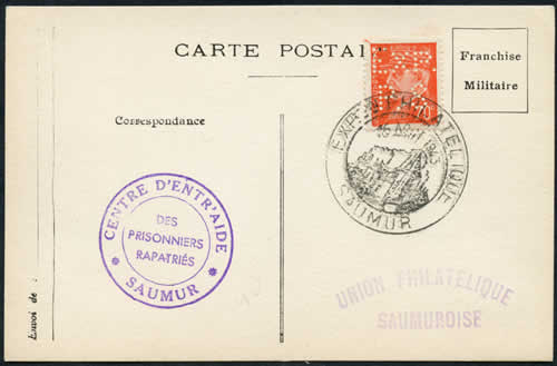 Exposition de saumur timbre perforé