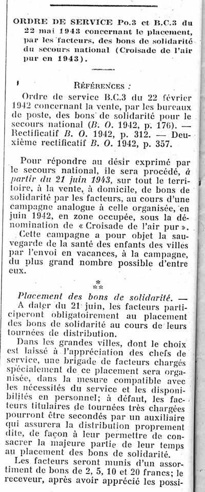 Facteurs au service du Secours National