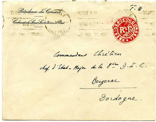 Griffe négative rouge Presidence du Conseil