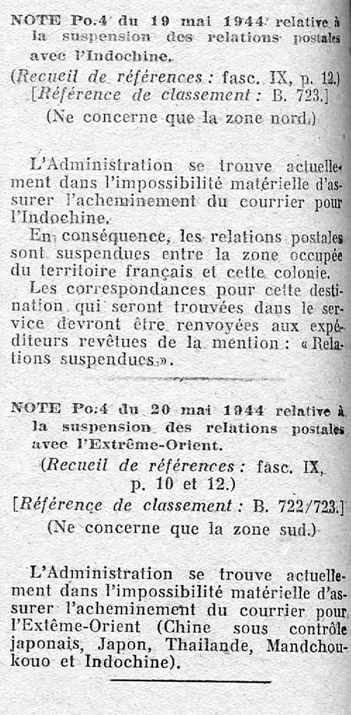 Arrêt relations avec l'Indochine