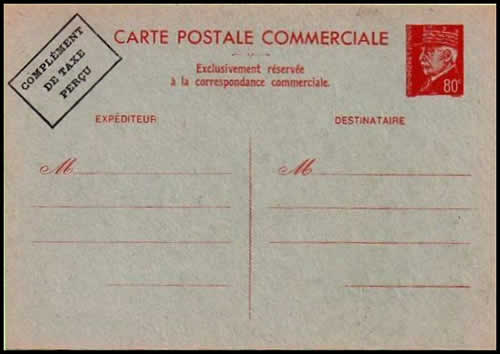 Carte interzone commerciale avec complément de taxe perçu