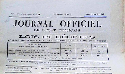 Journal Officiel de l'Etat Français