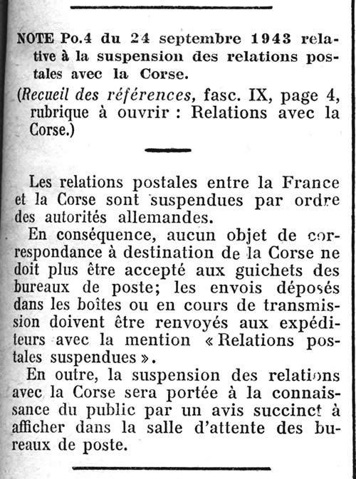 Suspensension des relations avec la Corse