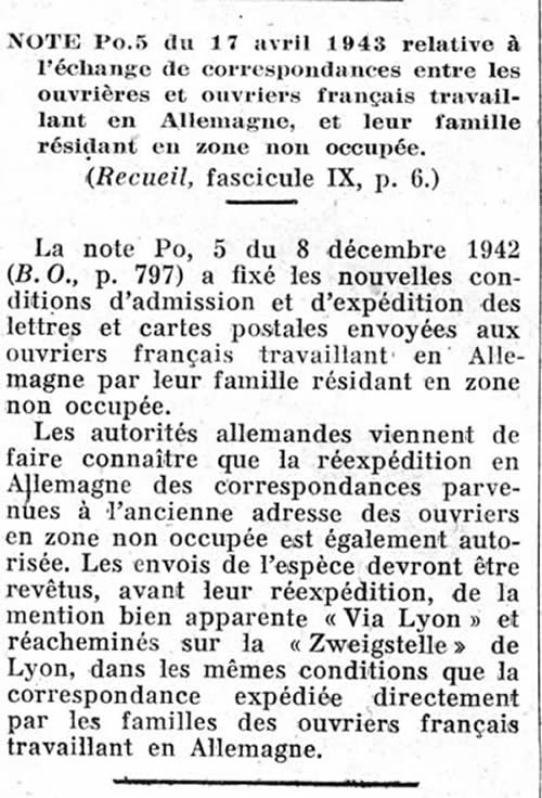 Courrier des ouvriers en Allemagne