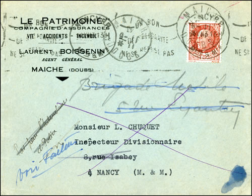 Lettre pour un inspecteur de la police nationale avec cachet à francisque de la police