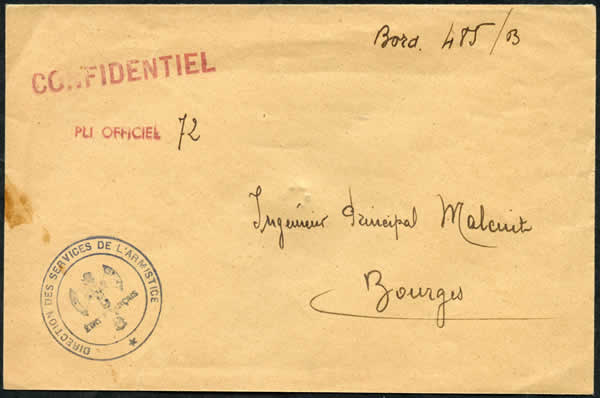 cachet Services de l'armistice