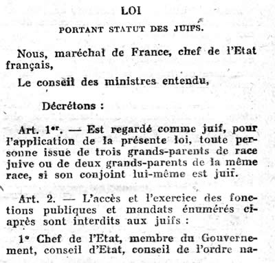 Loi sur le statut des Juifs
