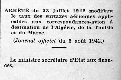 Surtaxes aériennes pour l'AFN
