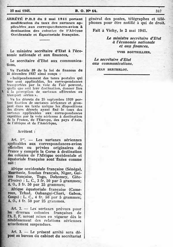 Tarifs avions vers AOF AEF