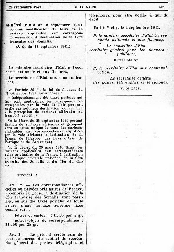 Tarifs avion Cote Française des Somalis