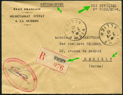 Courrier officiel interzone sous enveloppe