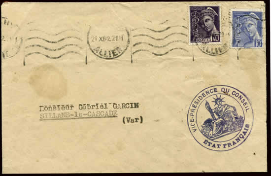 cachet Vice-Président du Conseil / Etat français"