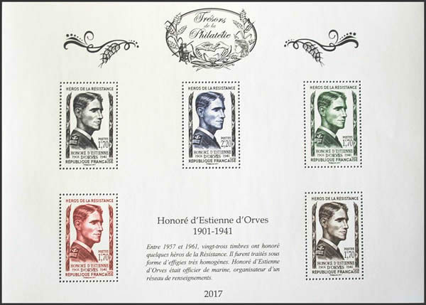 Bloc Trésor de la Philatélie consacré à d'Estienne d'Orves