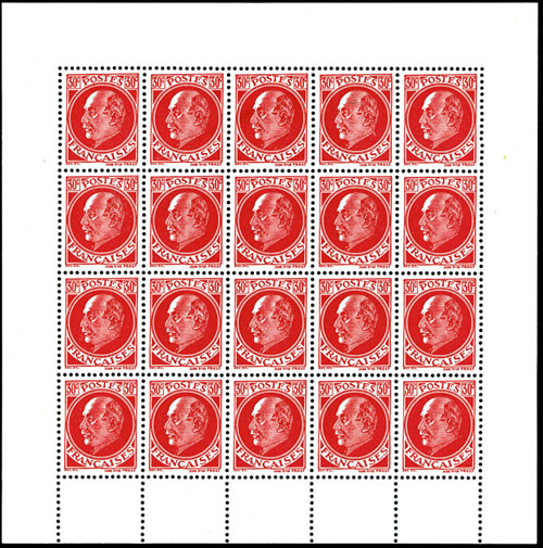 Faux bloc intelligence service Pétain 30c rouge