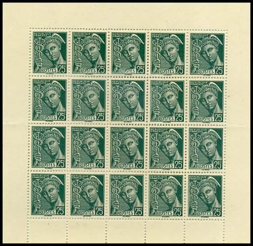 Faux bloc de timbres Intelligence Service Mercure 25c