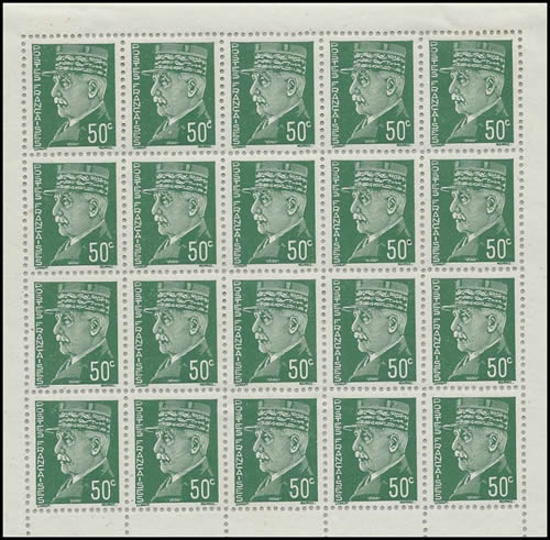 faux bloc intelligence service Pétain 50c vert