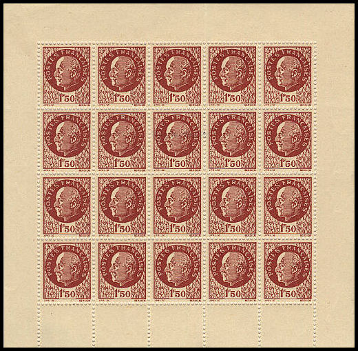 bloc faux Pétain Intelligence service 1F50 brun