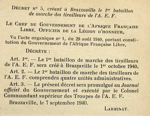 Création du 1er bataillon de marche