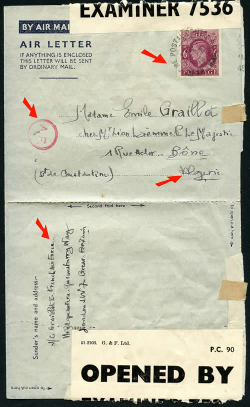 Aérogramme free French pour l'Algérie