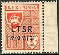 Timbre de Lettonie surchargée de la date de l'annexion