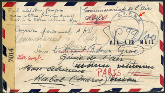 lettre avec censure française du CFPNA