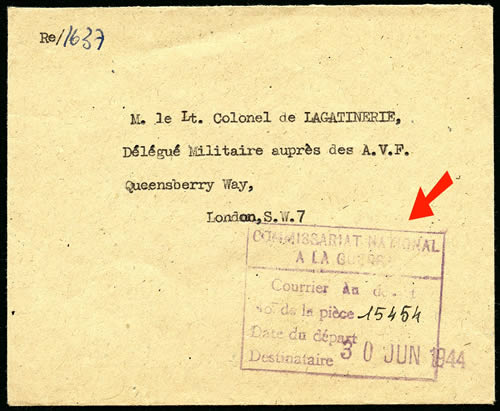 Commissariat à la guerre courrier interne