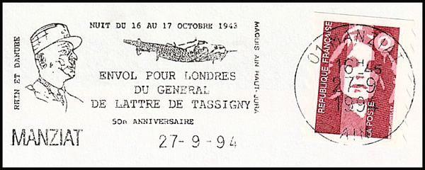 OMEC départ du général de Lattre pour Londres