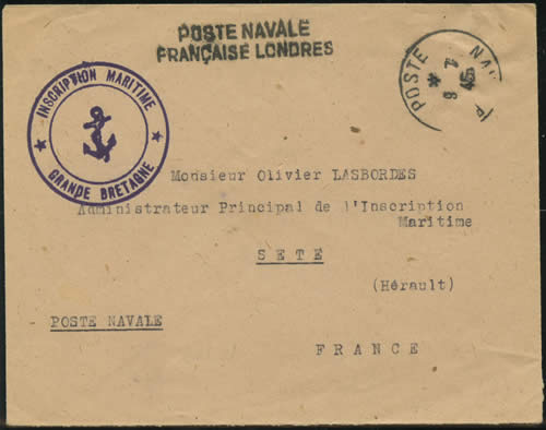 Lettre de l'Inscription maritime en GB