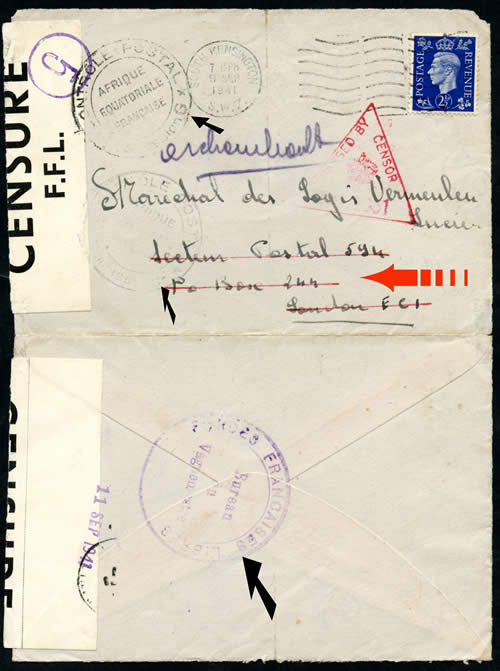 Lettre de Londres pour un FFl à Fort archambault