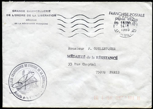 Lettre de la Grande Chancellerie de la Libération