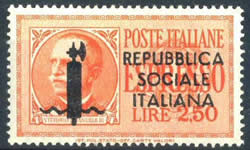 Timbre d'Italie surchargé RSI