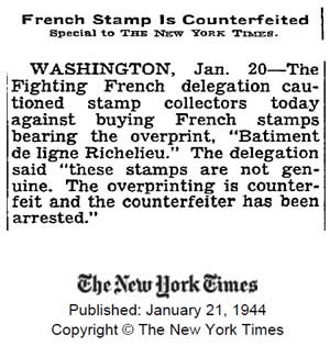 Timbres surchargés Richelieu