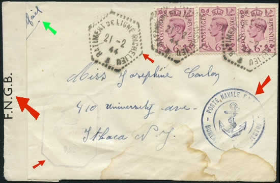 Lettre du richelieu affranchie à 1/6