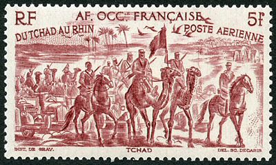 Timbre Tchad de la série Tchad au Rhin
