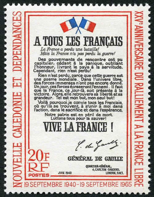 Timbre de l'affiche de l'appel du 18-6-40