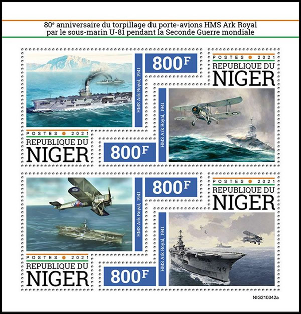 Bloc commémorant le torpillage de l'Ark Royal en novembre 1941