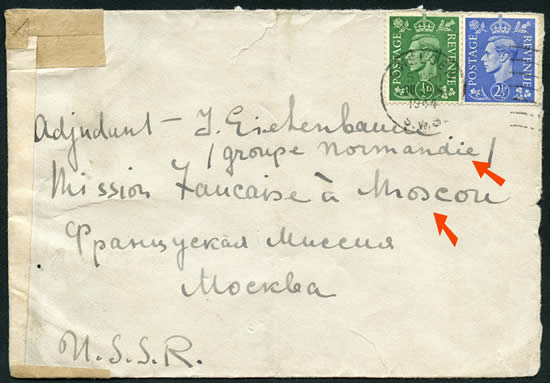 Lettre de Londres pour un pilote de Normandie Niemen