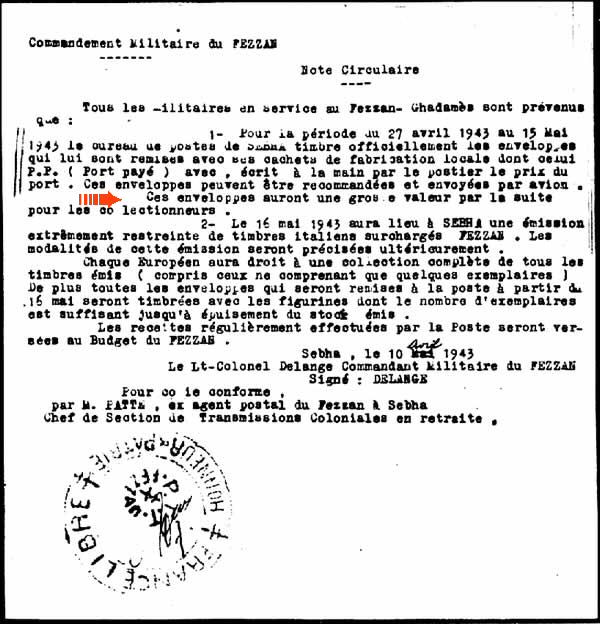 Circulaire du colonel Delange