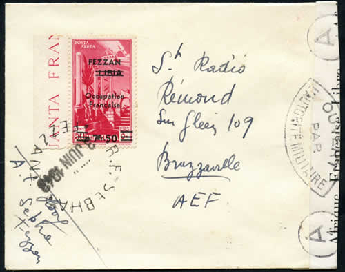 Lettre pour l'AEF affranchie avec PA à 7F50