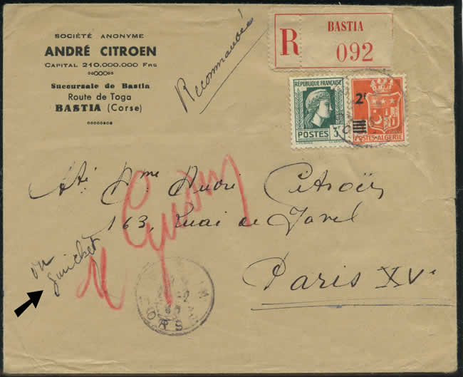 3F Fernez sur lettre recommandée de Bastia