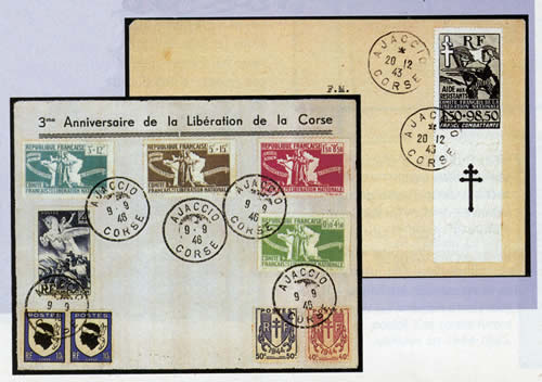 Timbre du CFLN oblitérés en Corse