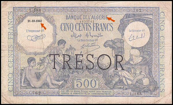 Billet algérien utilisé en Corse