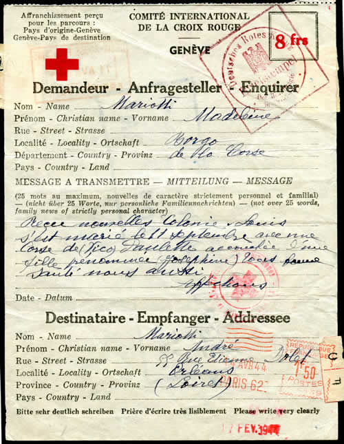 Formulaire Croix-Rouge de Corse vers Orléans