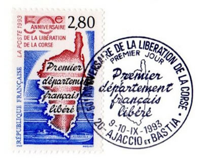 Timbre Libération de la Corse  1er jour