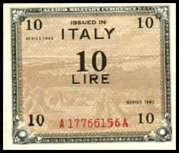 Billet de 10 lire de l'AMGOT